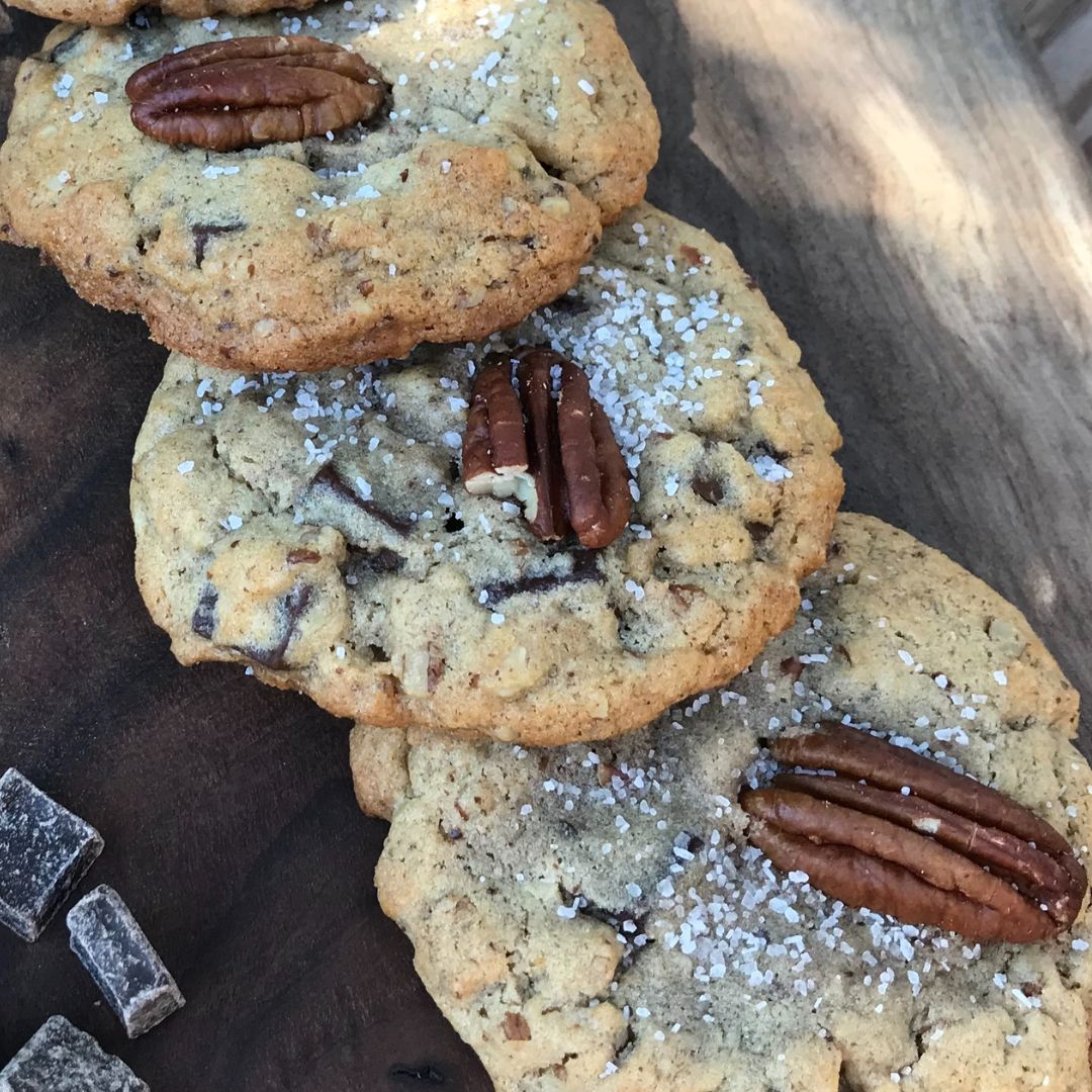 Brown Butter Bourbon Pecan Chocolate Chunk Cookies