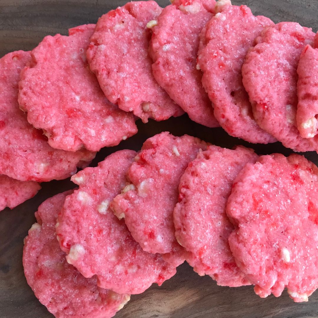 Cherry Almond White Chocolate Shortbread Cookies