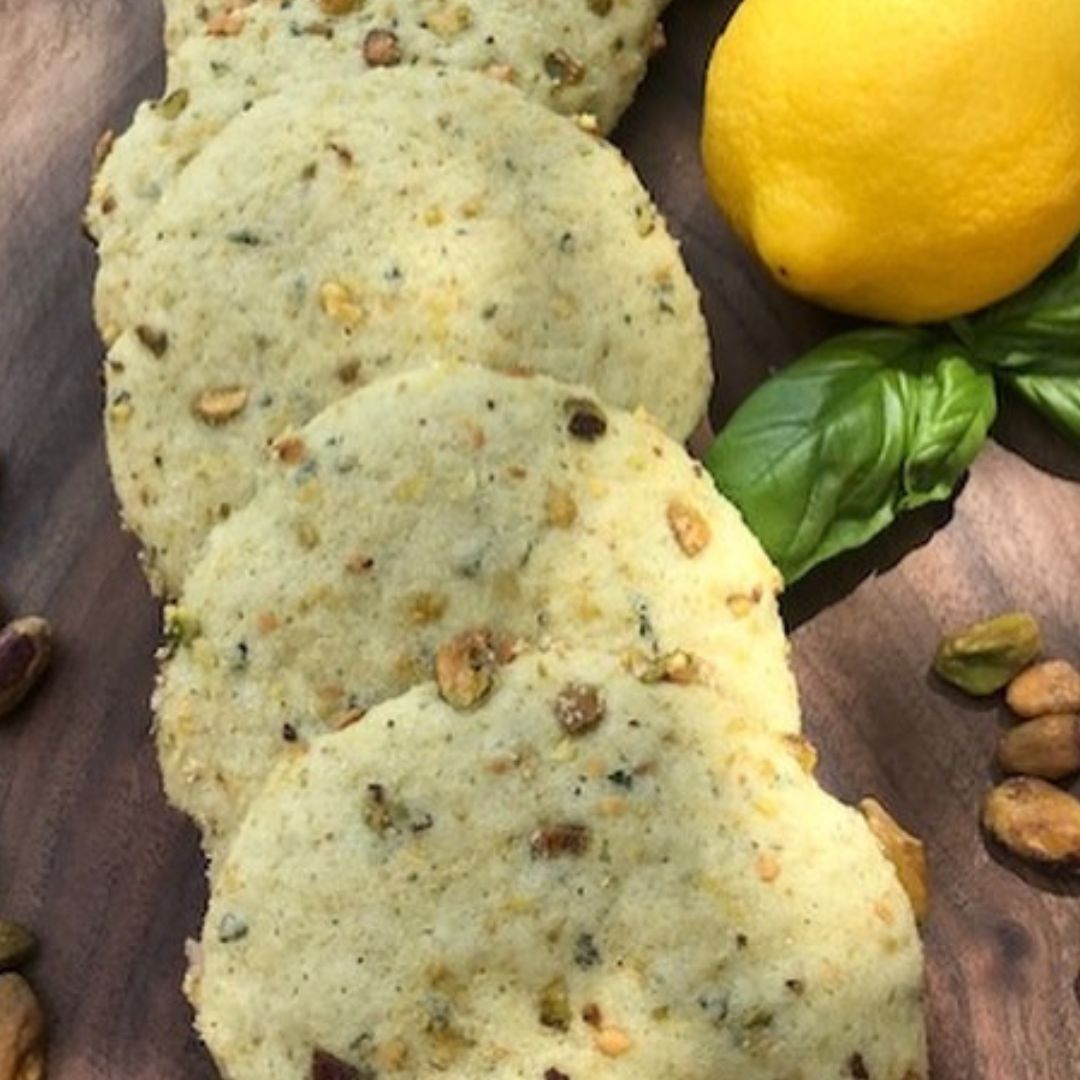 Lemon Basil Pistachio Cookies