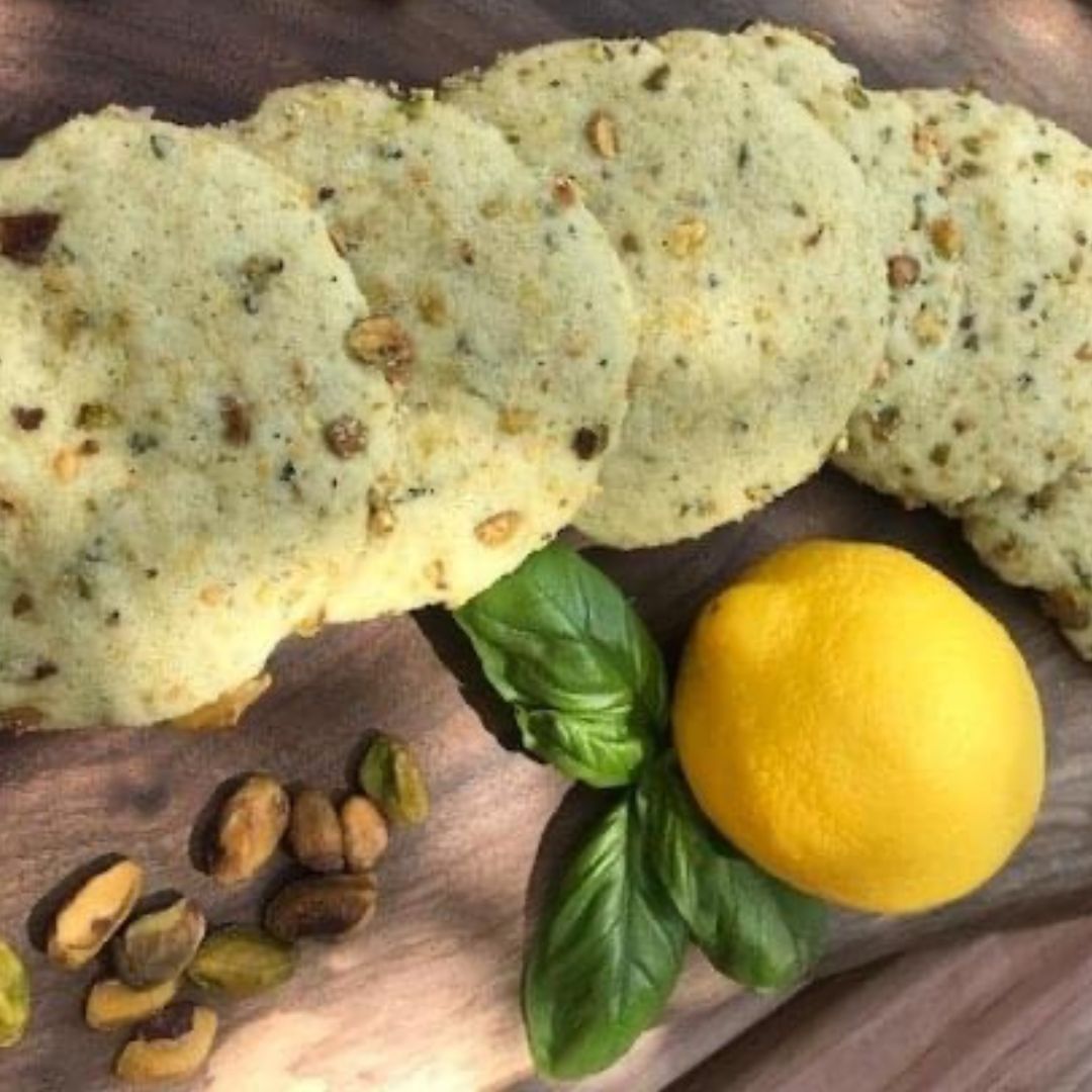 Lemon Basil Pistachio Cookies